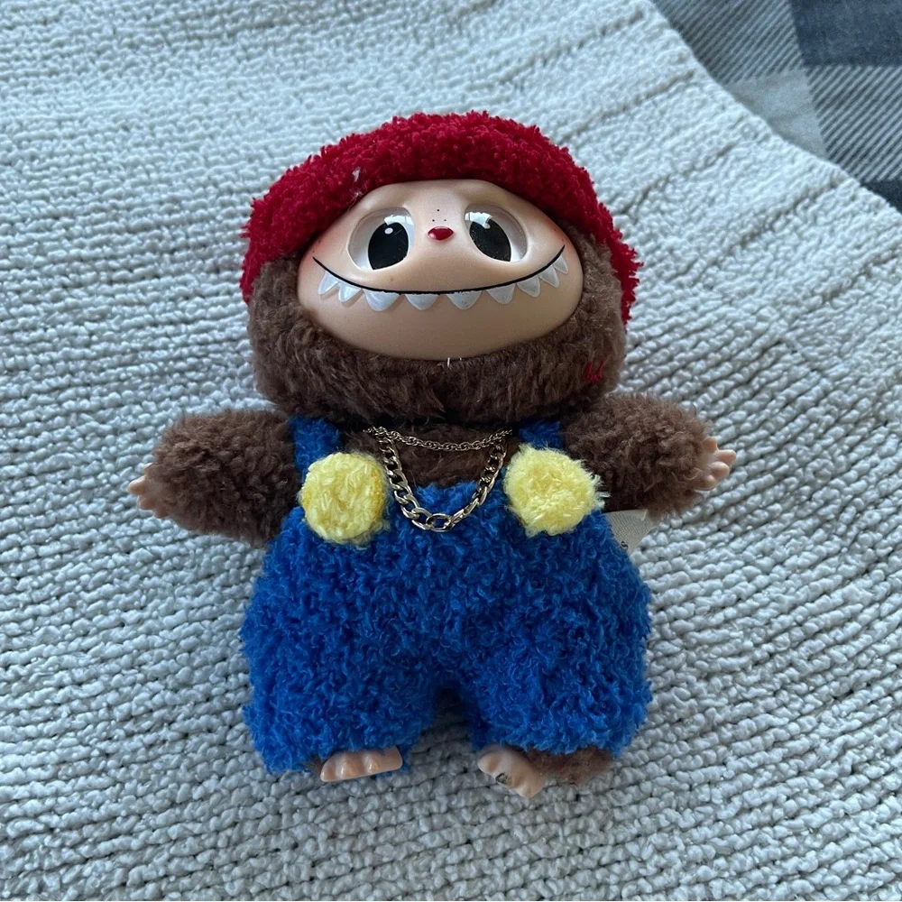 Lafufu Plush Figure Red Hat Blue Outfit Kawaii Collectible Toy